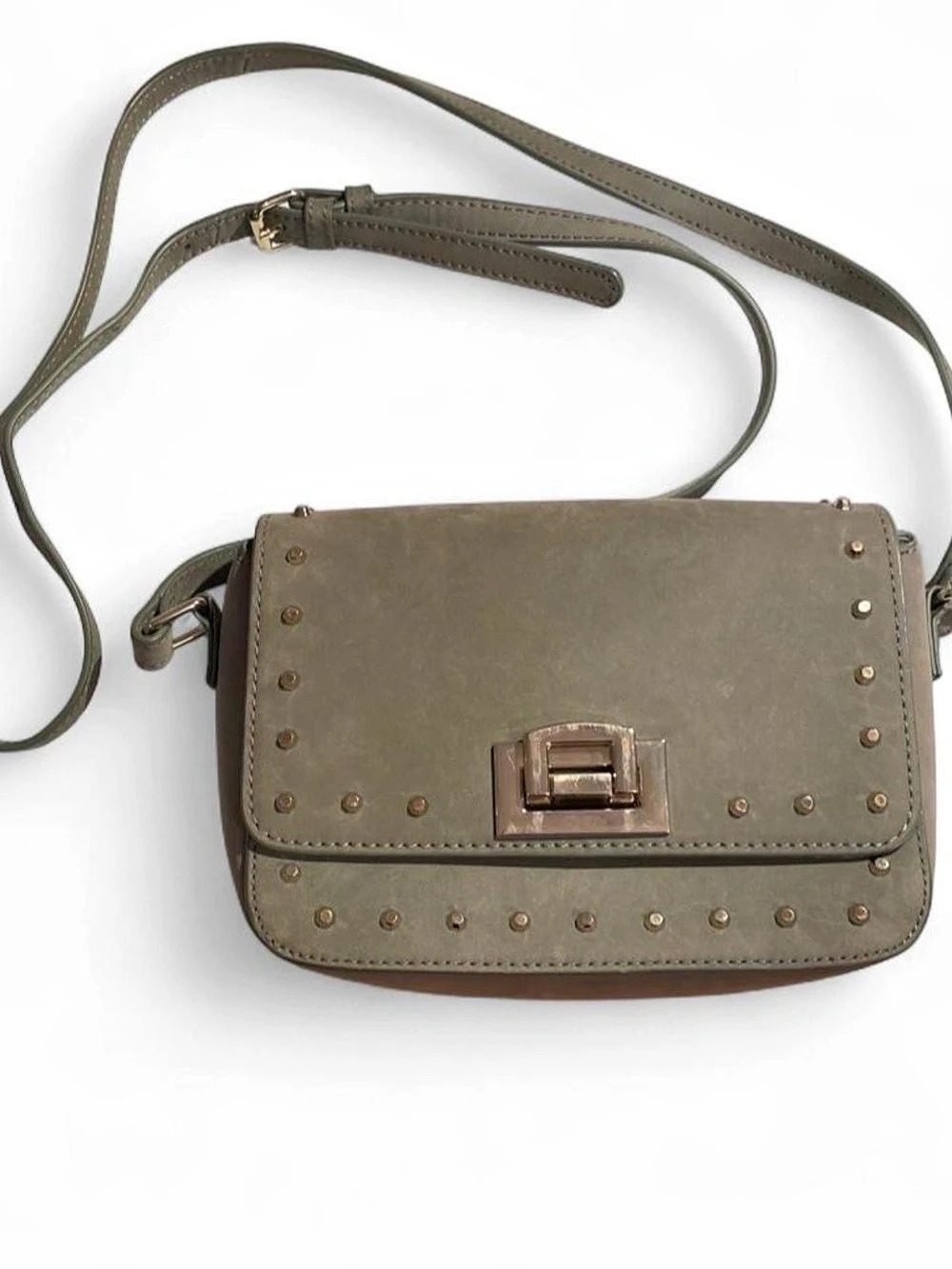 White House Black Market Studded Crossbody Bag in Olive